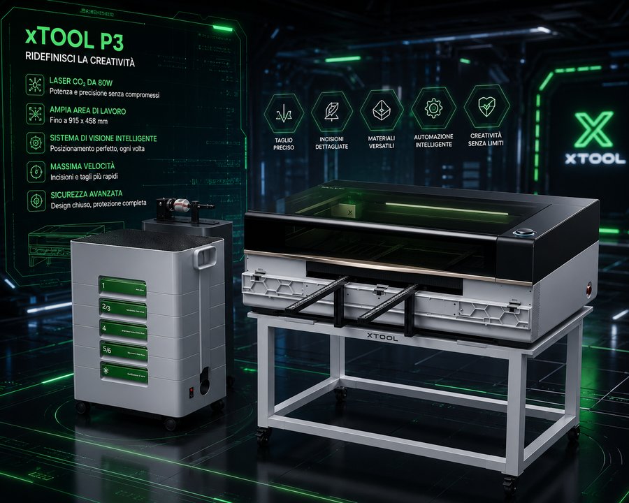 Laser xTool P3 in un contesto digitale